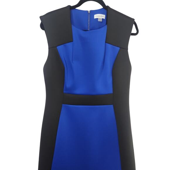 Calvin Klein Women's Blue and Black Colorblock Sheath Dress Size 10 NWT - Picture 4 of 10
